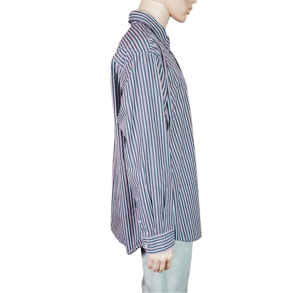 Tommy Hilfiger Mens Button Front Shirt Sz XXL Red White Blue Black Stripes - Picture 6 of 8